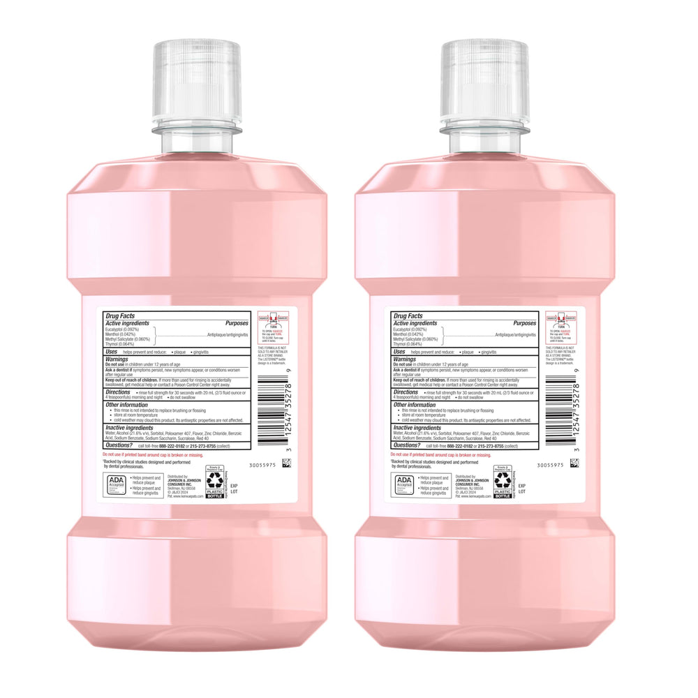 Medidor con 20 mL de Listerine Clinical Solutions listo para usar y facilitar la dosis