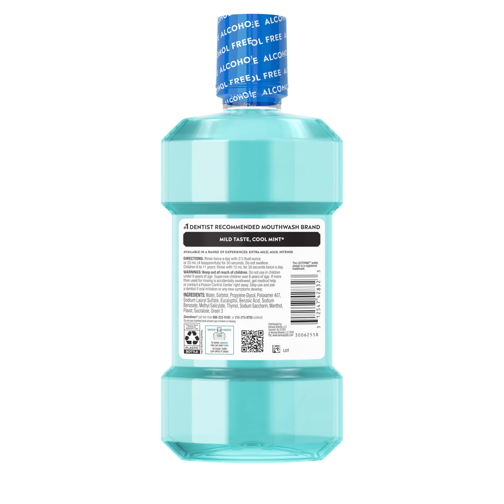Gotas de Listerine con menta evocando frescura y control de gérmenes