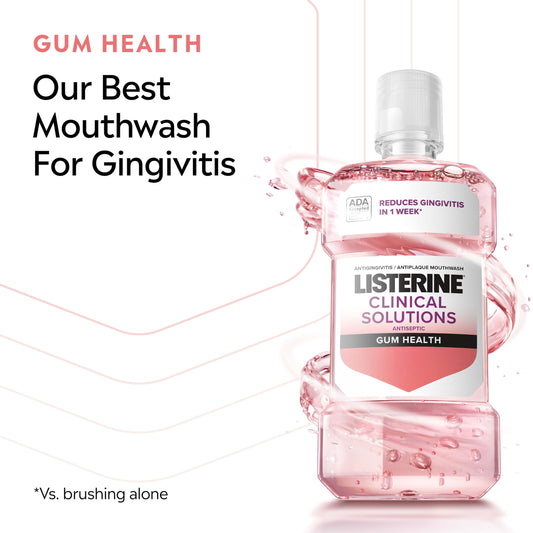 Etiqueta de Listerine con ingredientes activos y beneficio antiséptico visible