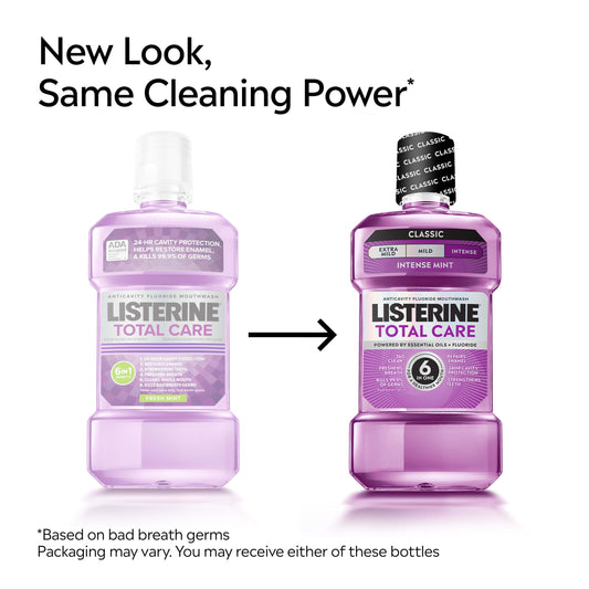 Listerine etiqueta con ingredientes que ayuda a prevenir caries