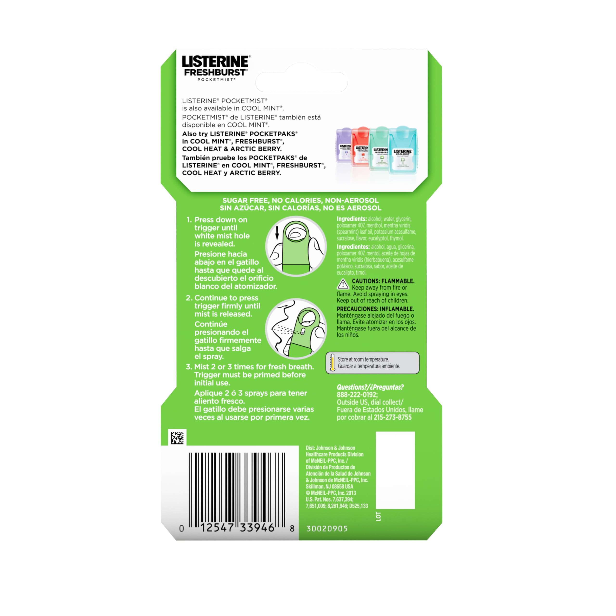 Frasco de Listerine Pocketmist dentro de una cartera listo para llevar