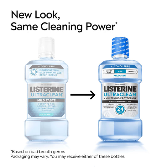Textura del líquido Listerine sin alcohol enfatizando sensación suave
