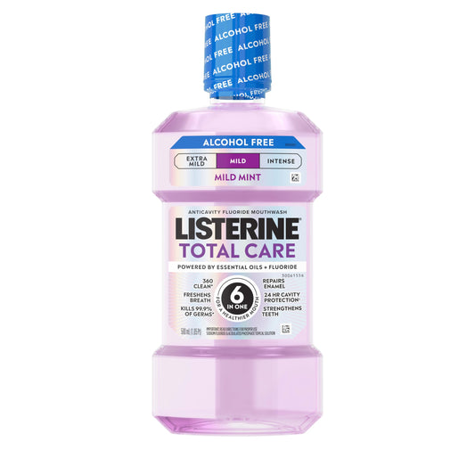 Listerine envase frontal 500 mL mostrando diseño y beneficio de protección