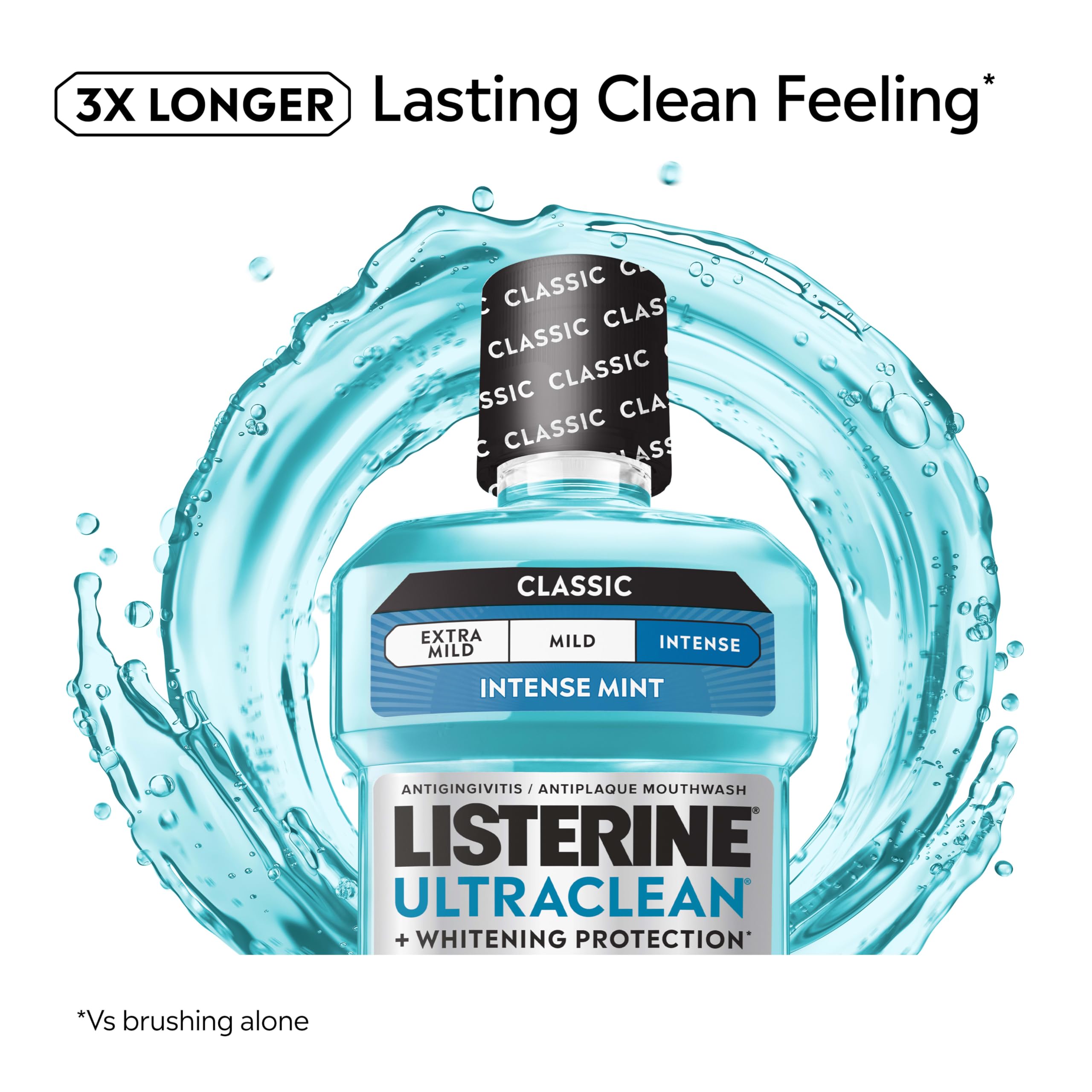 Listerine Ultraclean botella abierta lista para uso con vertido cómodo