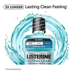 Listerine botella junto a objetos para comparar tamaño y capacidad 1.5 L