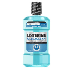 Listerine botella frontal 1 L mostrando marca y volumen, limpieza prolongada