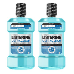 Listerine Ultraclean frontal del pack mostrando botellas y beneficios