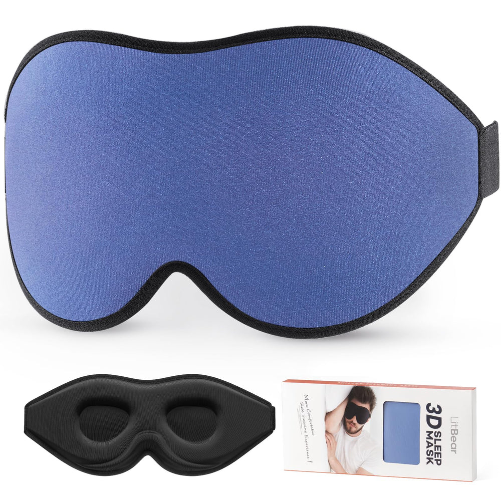 LitBear máscara de sueño con puente nasal adaptativo de 22 mm para bloqueo de luz suave.