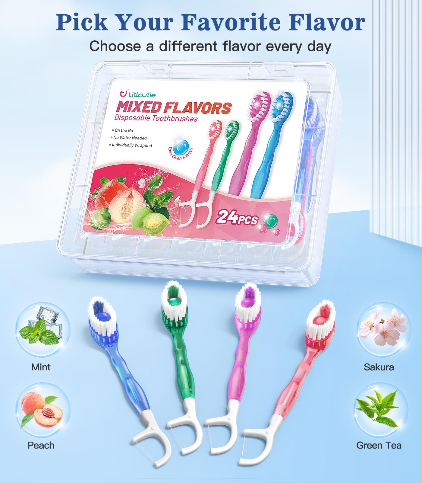 Litlcutie cepillo abierto mostrando la pasta en gel lista para usar sin agua