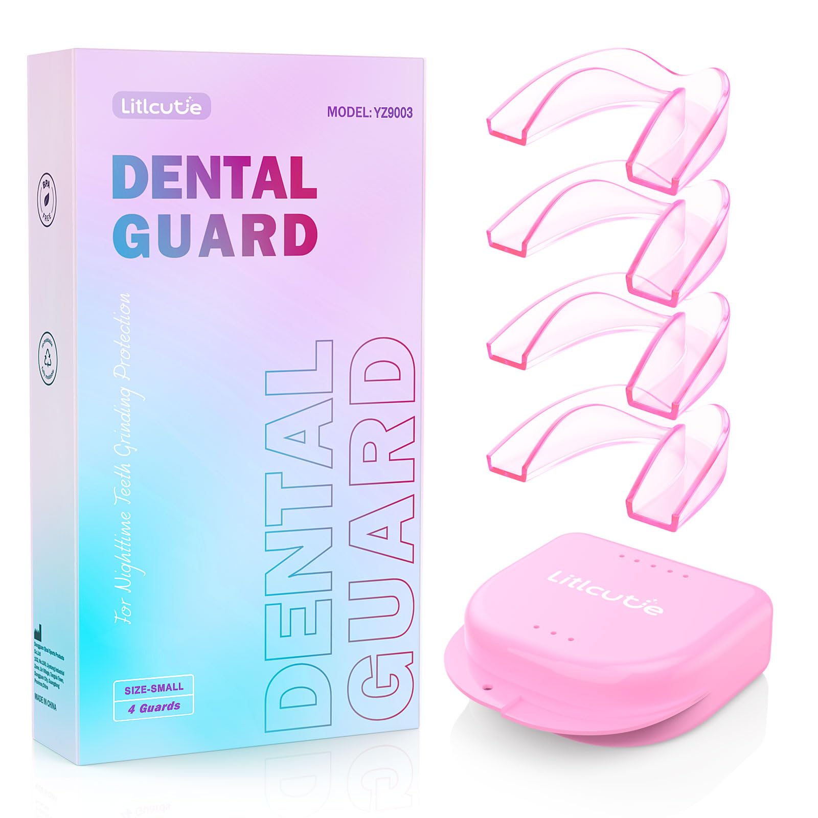 Litlcutie empaque frontal mostrando 4 protectores y espejo, claridad del contenido