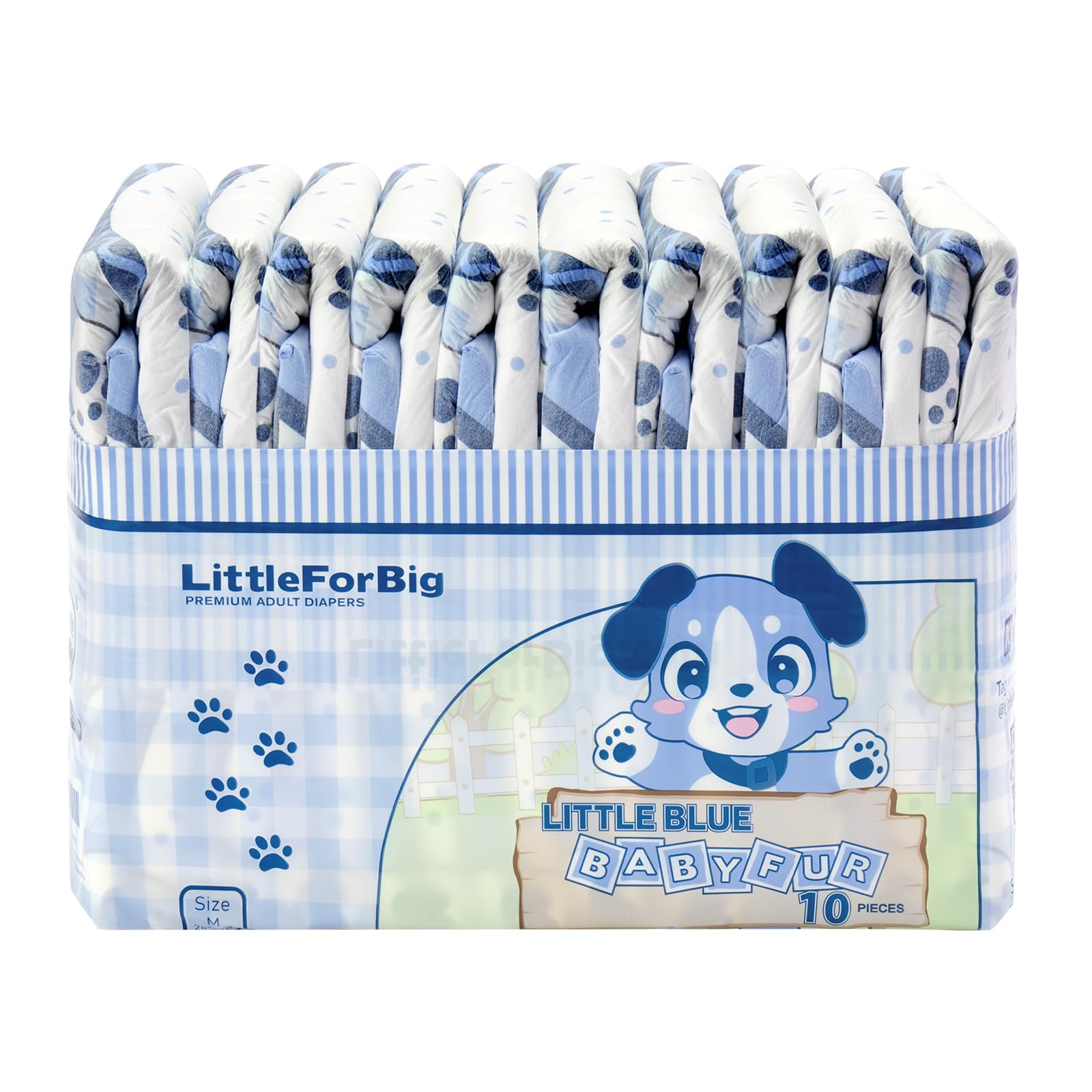 Littleforbig pañal en mano demostrando talla Medium 28"–38" y escala