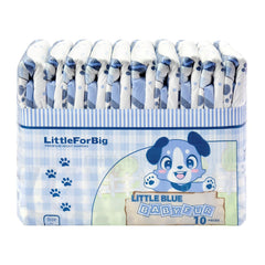 Littleforbig pañal en mano demostrando talla Medium 28"–38" y escala