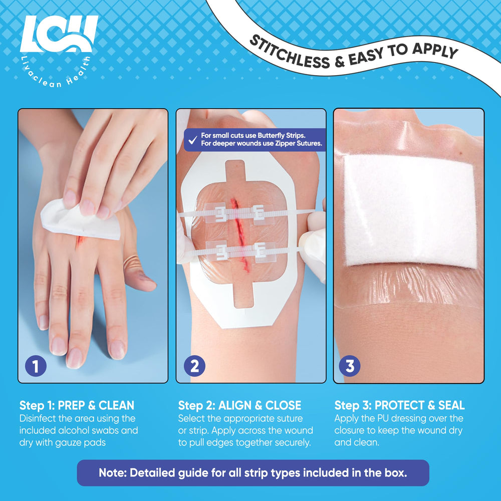 Livaclean Health tiras mariposa en primer plano facilitando aproximación de piel