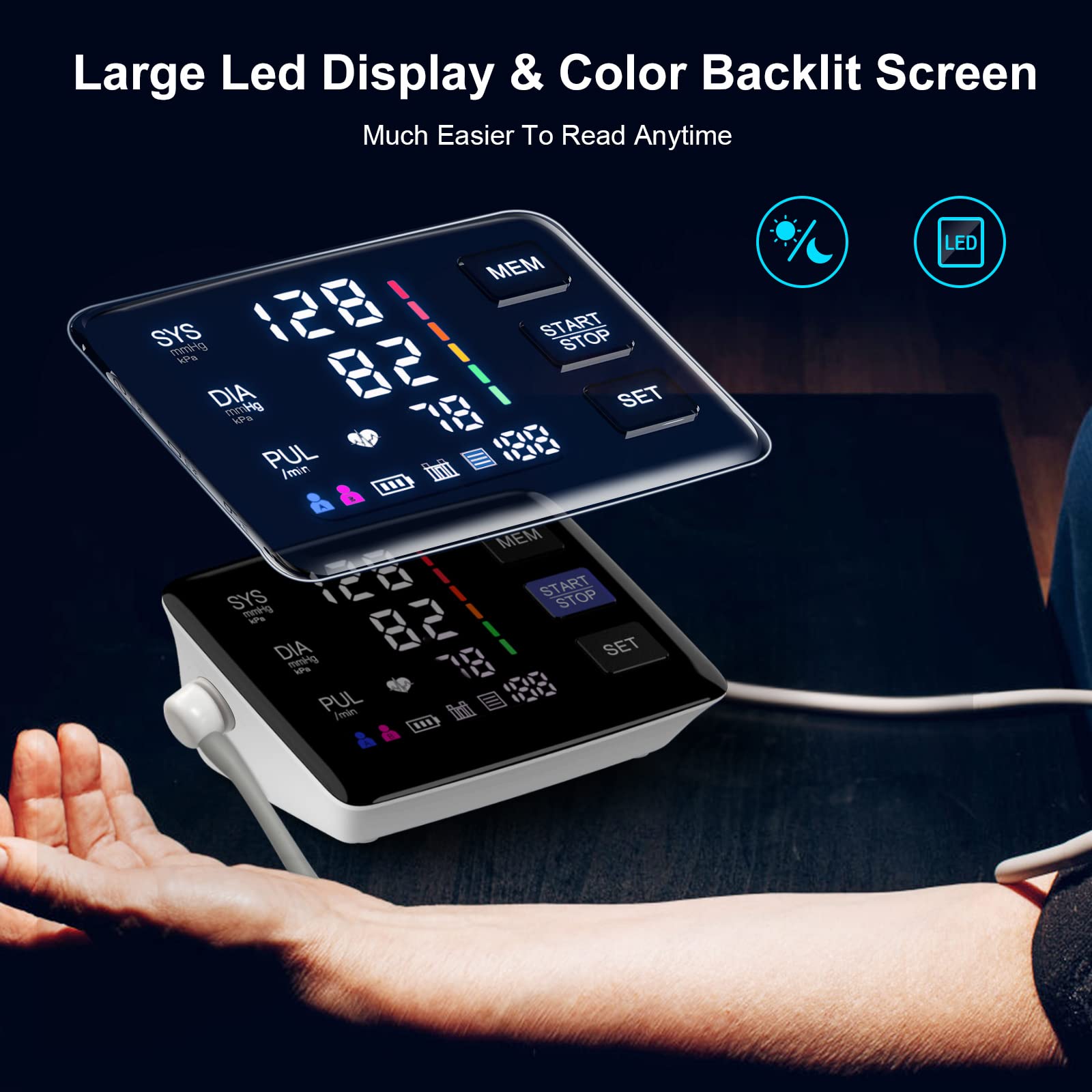 LIVAROCI pantalla LED encendida con números grandes para lectura rápida