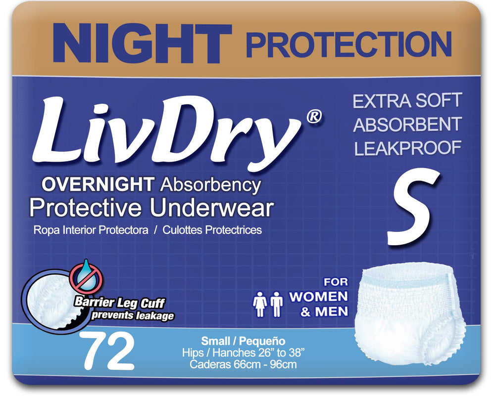 LivDry empaque frontal mostrando 72 unidades y conveniencia