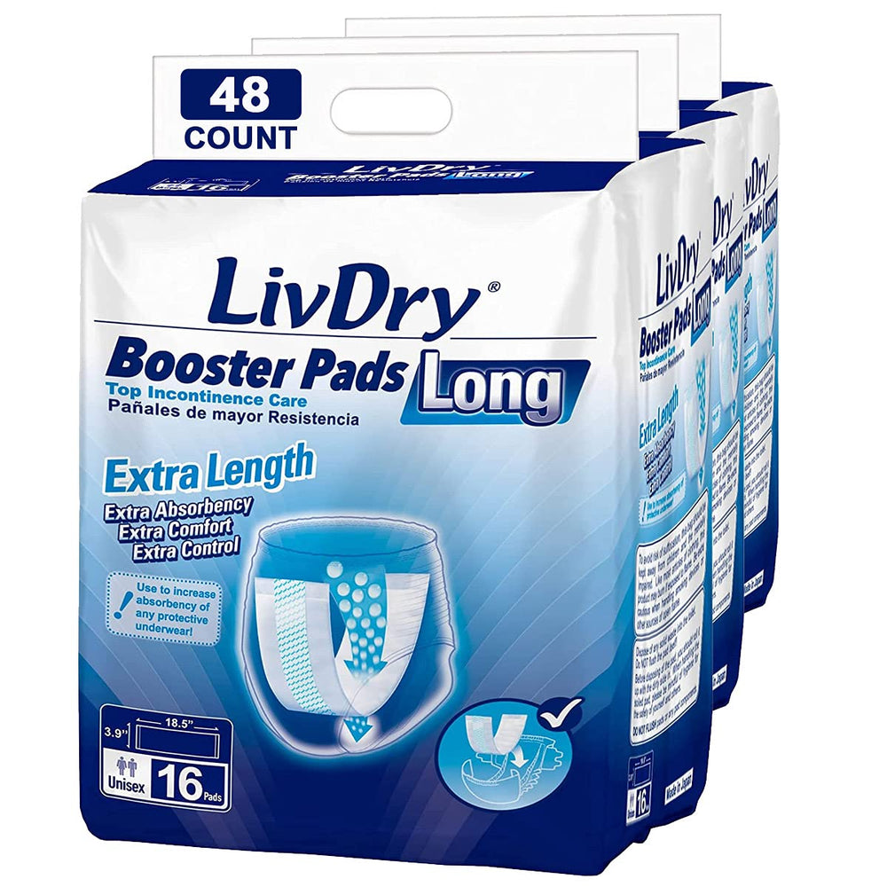 LivDry frente del empaque mostrando conteo y longitud, beneficio practicidad