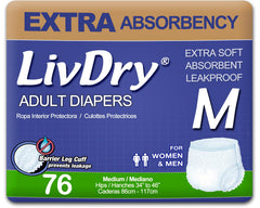 LivDry empaque frontal mediana mostrando paquete discreto y cantidad