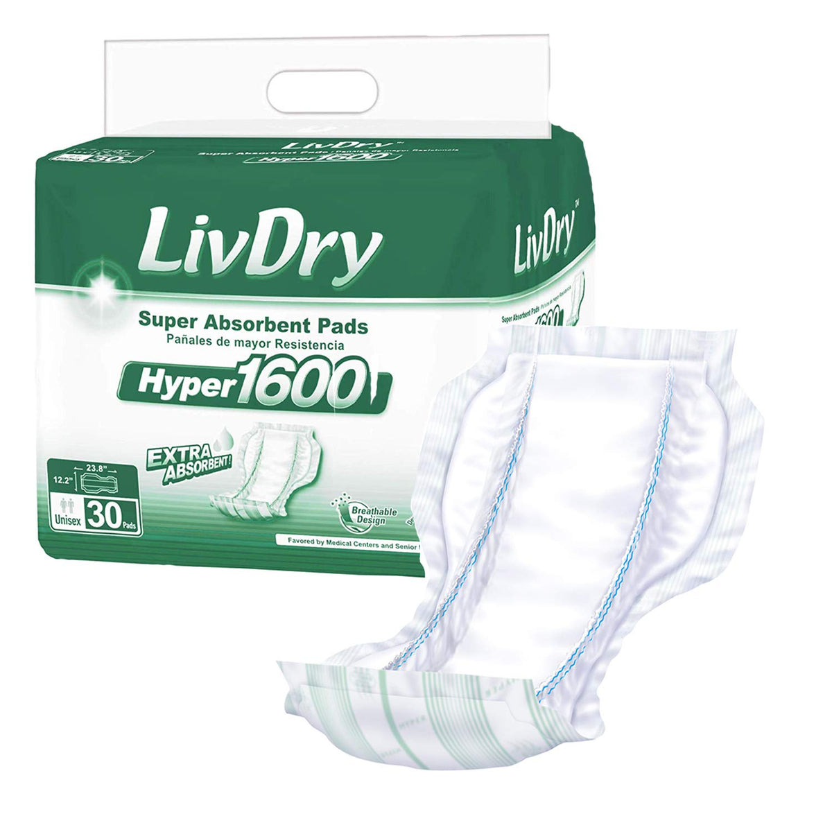 LivDry frontal del paquete Hyper 1600 mostrando cantidades y beneficios