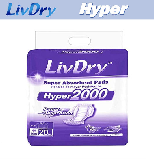 LivDry núcleo absorbente en primer plano, retención segura de humedad