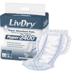 LivDry empaque frontal mostrando 18 insertos para alta absorción y protección
