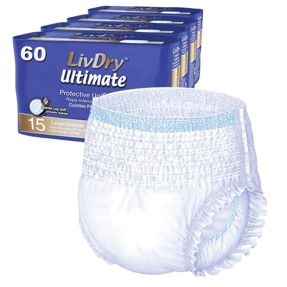 LivDry empaquetado frontal mostrando 60 unidades y ahorro