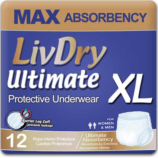 LivDry paquete frontal XL mostrando protección máxima