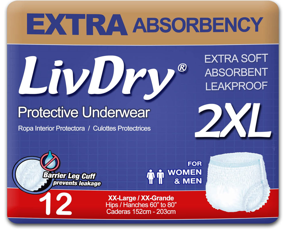 LivDry paquete frontal XXL mostrando protección alta