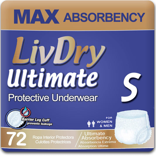 LivDry paquete frontal mostrando diseño y cantidad 72 unidades con confianza