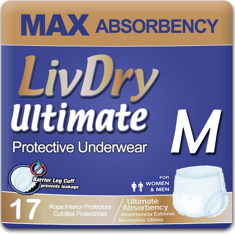 LivDry paquete frontal mostrando 17 unidades y diseño discreto