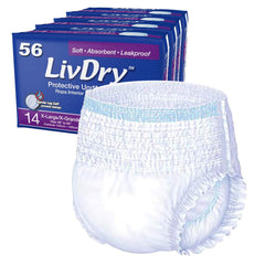 LivDry paquete frontal XL mostrando 56 unidades y protección confiable