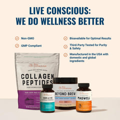 Live Conscious botella abierta con cápsulas listas para tomar
