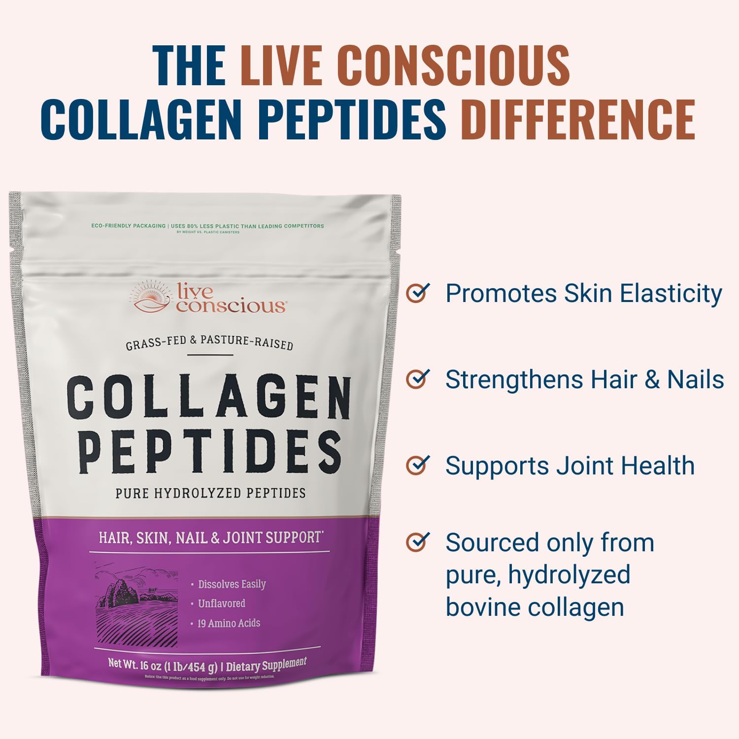 Live Conscious polvo mezclado en batido nutritivo para rutina diaria