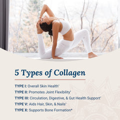 Live Conscious etiqueta con lista de tipos de colágeno y nutrientes