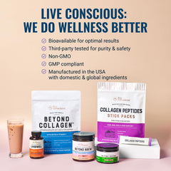 Live Conscious frasco junto a desayuno saludable inspirando rutina