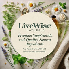Live Wise Naturals caja abierta con instrucciones claras para dosificación