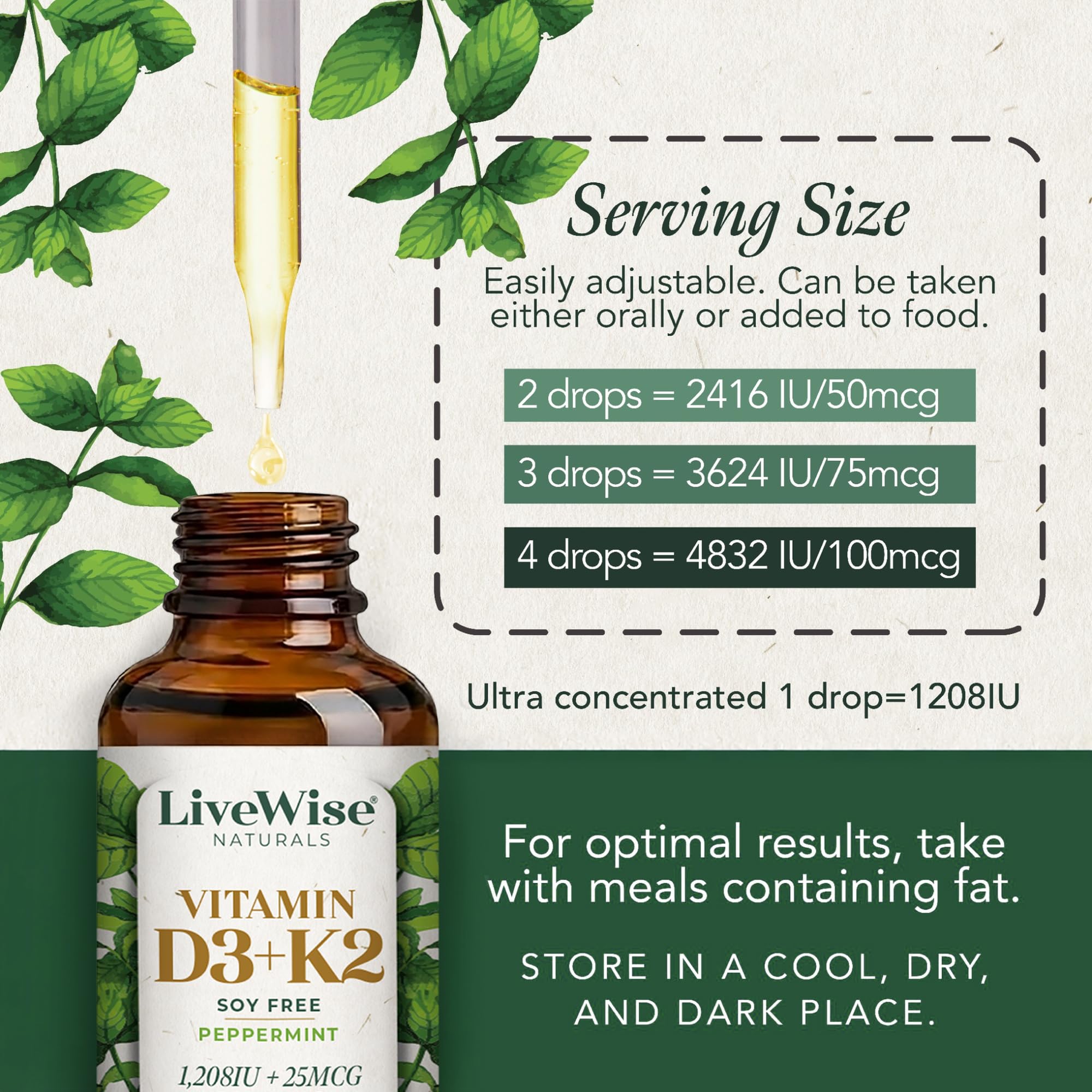 Live Wise Naturals etiqueta en detalle con ingredientes claros, confianza del producto