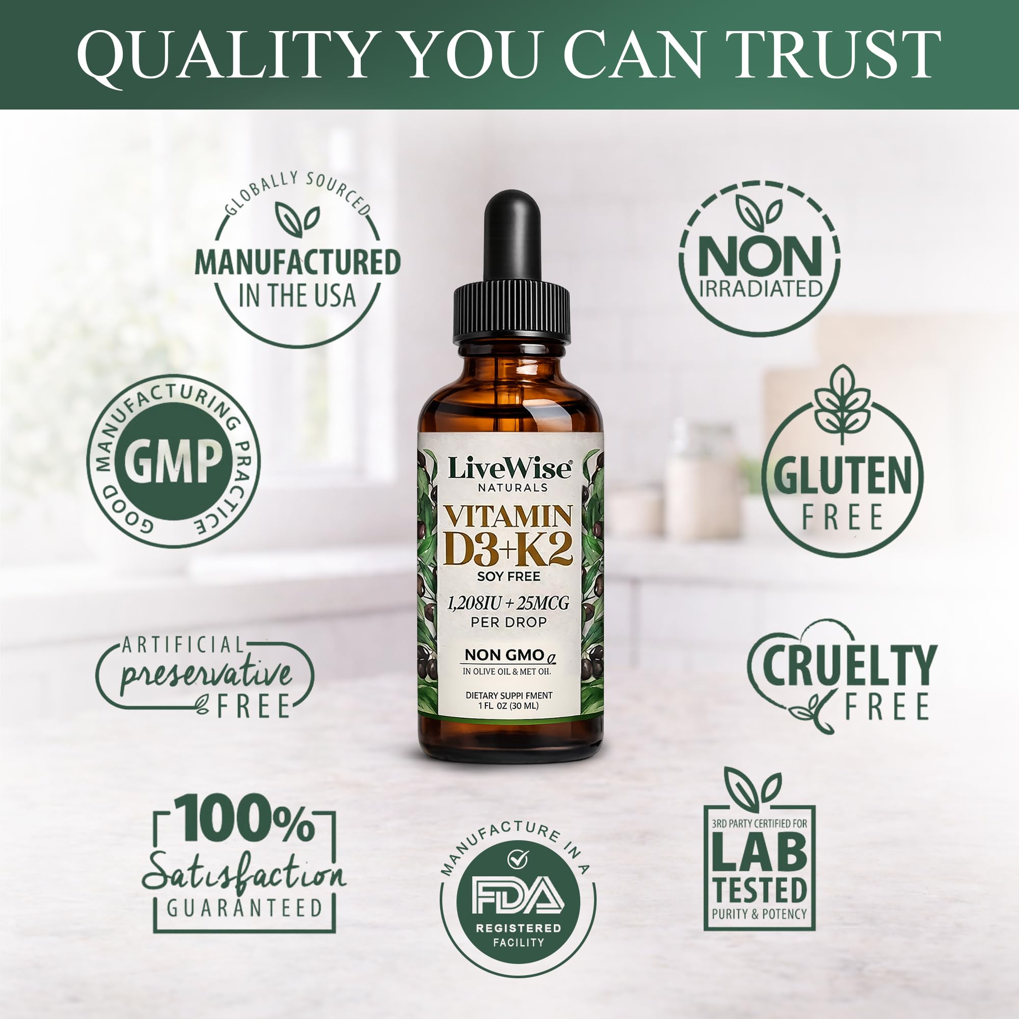 Live Wise Naturals aceite de oliva ingrediente base que favorece absorción