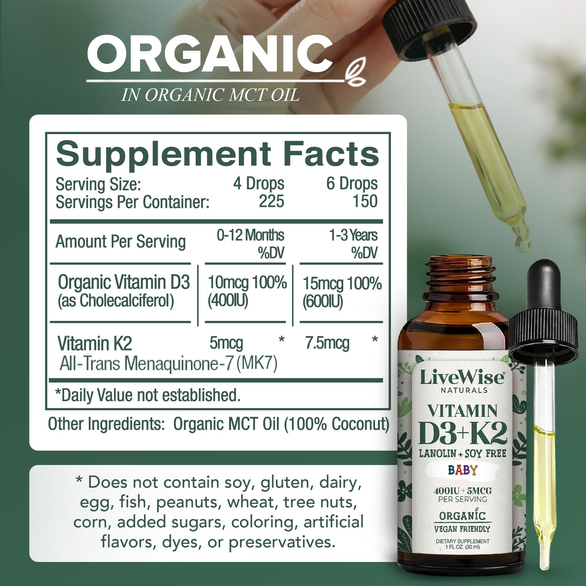 Live Wise Naturals primer plano del líquido oleoso para administración suave