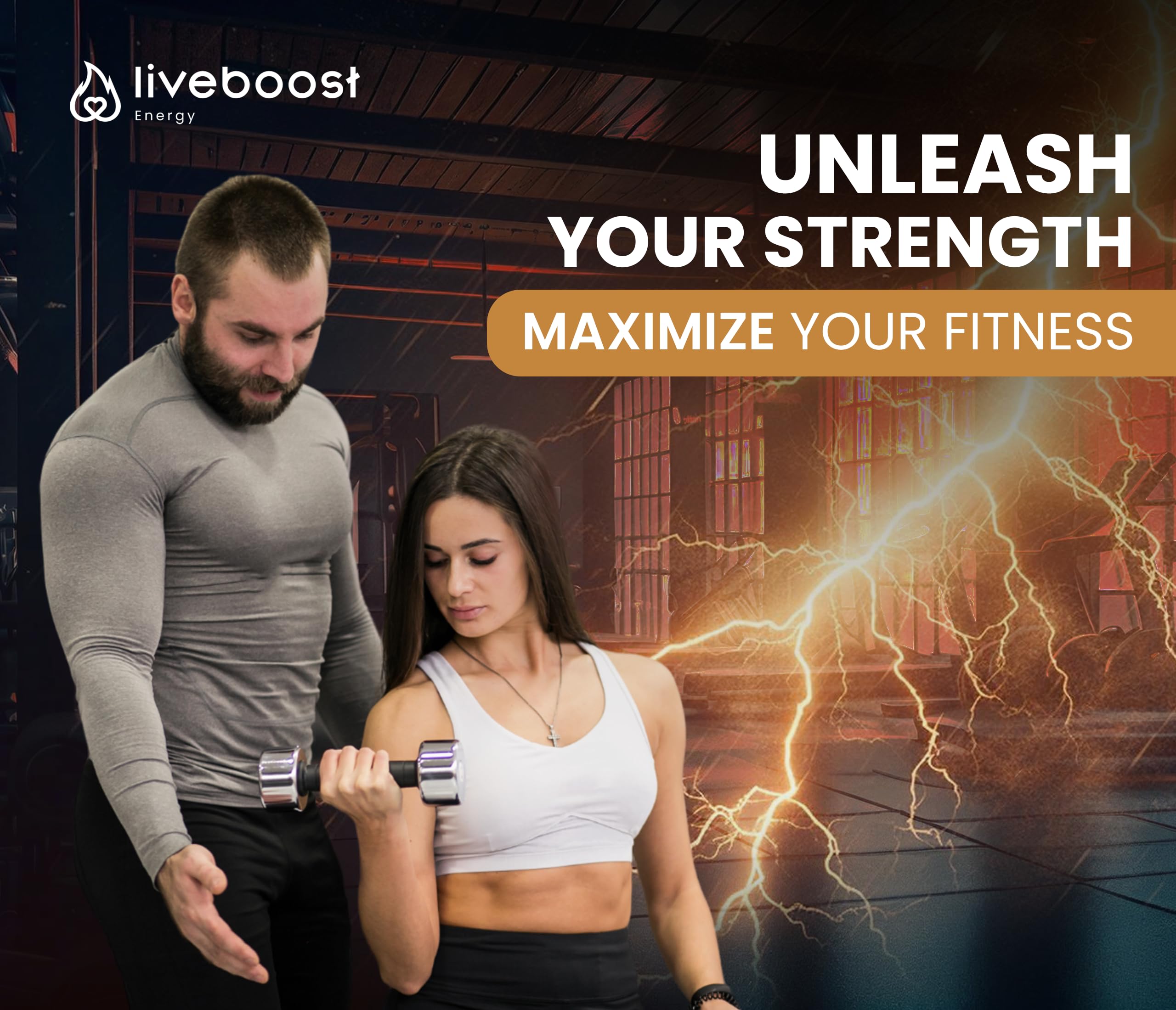 LIVEBOOST envase abierto con medidor para facilitar la dosificación