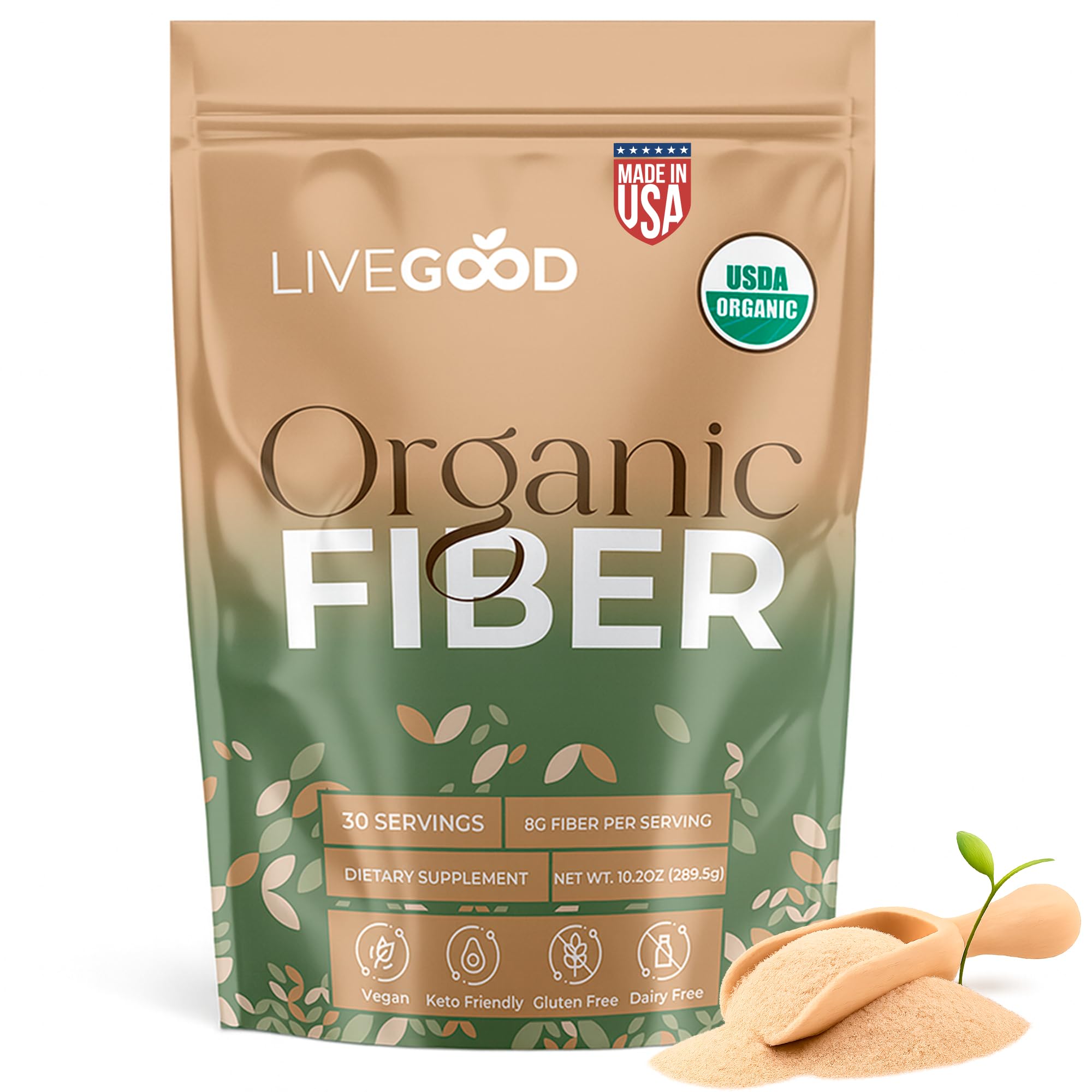 LIVEGOOD frente del empaque mostrando etiqueta y beneficio digestivo