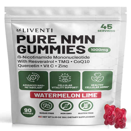 LIVENTI empaque frontal mostrando 90 gomitas y sabor Watermelon Lime