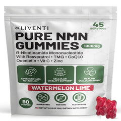 LIVENTI empaque frontal mostrando 90 gomitas y sabor Watermelon Lime