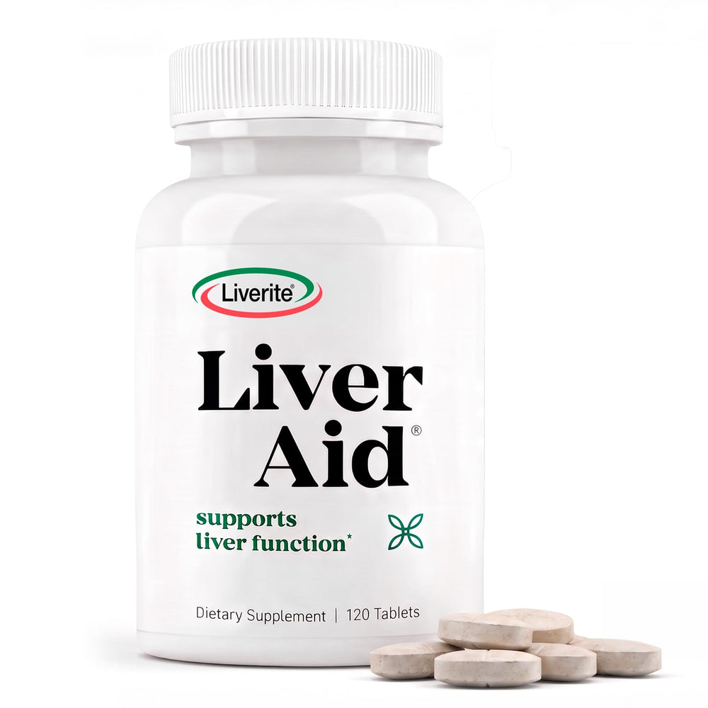 LIVERITE frasco frontal que muestra la presentación y beneficio de apoyo hepático