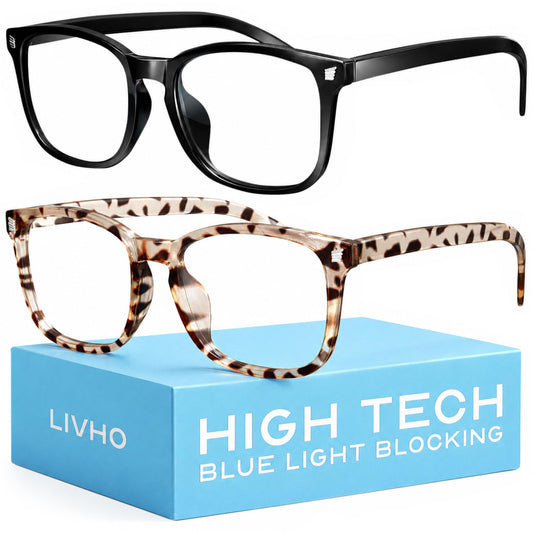 livho vista frontal del paquete y gafas mostrando diseño elegante y profesional