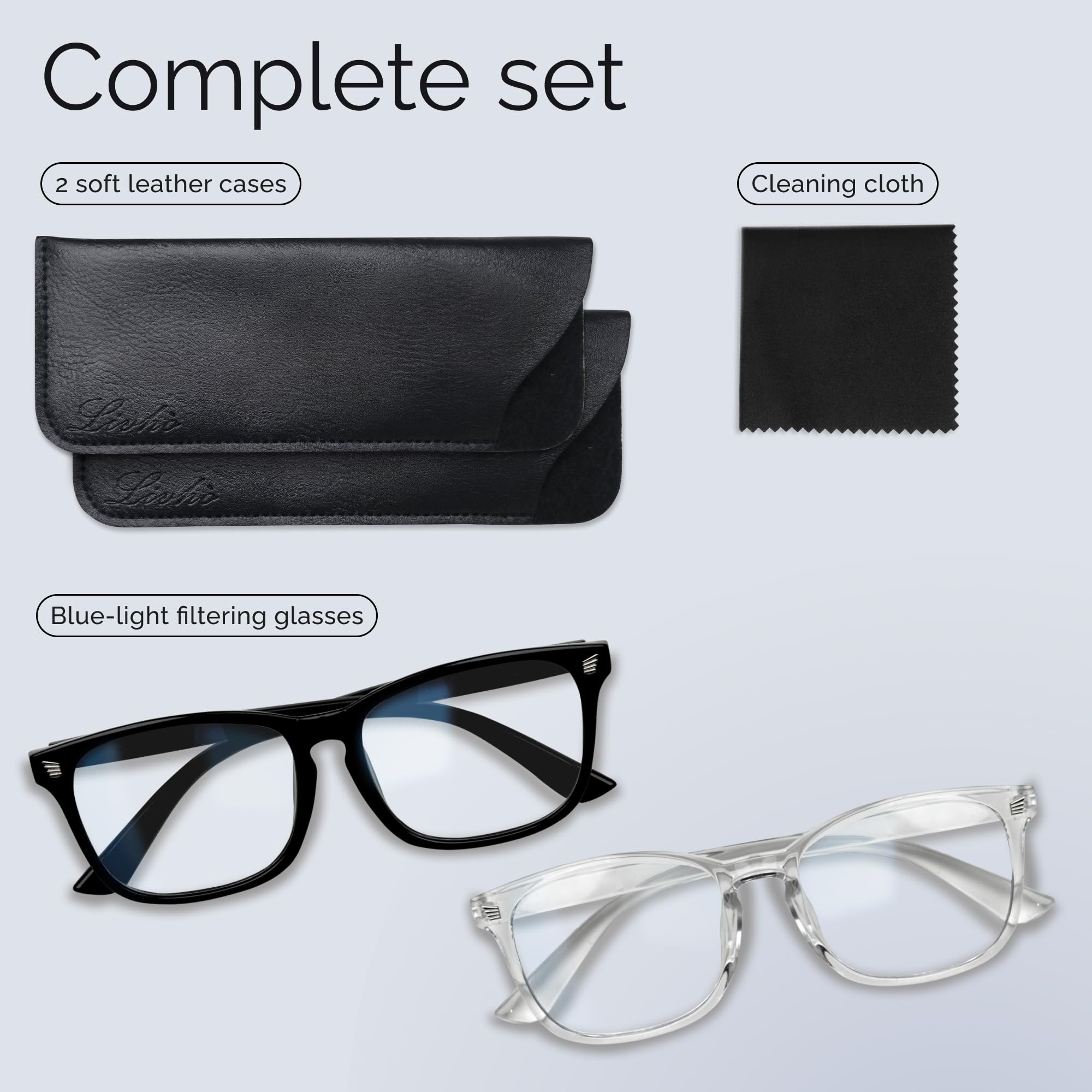livho gafas guardadas en estuche protegiendo el recubrimiento