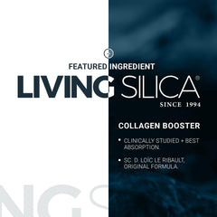 Living Silica frasco junto a maleta representando uso en viajes