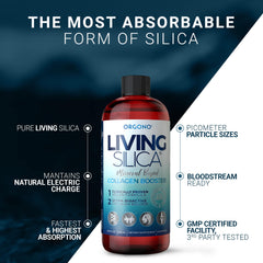 Living Silica gota en cucharita demostrando dosificación fácil y rápida absorción