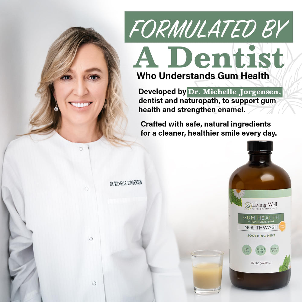Living Well with Dr. Michelle persona usando el enjuague para frescor inmediato