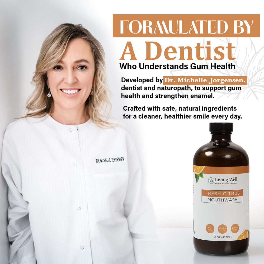 Living Well with Dr. Michelle etiqueta con ingredientes principales visibles