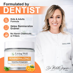 Living Well con Dr. Michelle textura en polvo finamente molida para cepillado suave